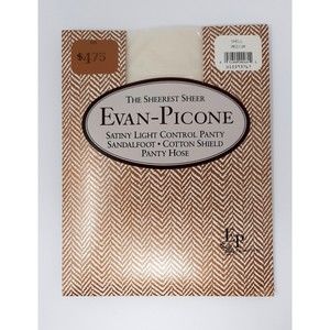 Evan Picone Pantyhose "The Sheerest Sheer" Shell Medium Sandalfoot Cotton Shield